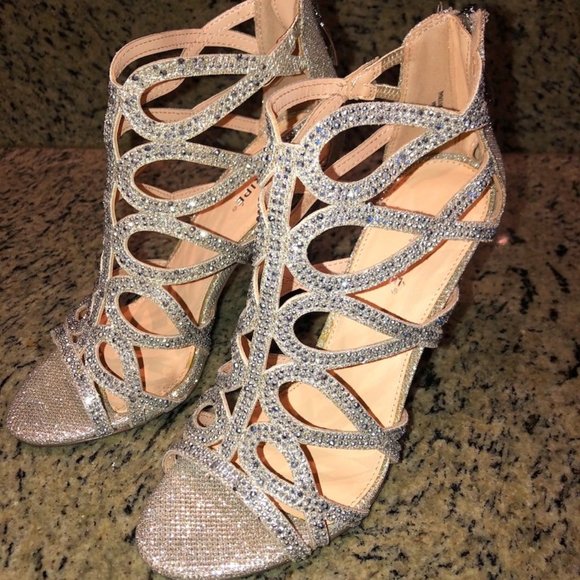 MARIPE WOMENS LILLY HIGH-HEELED SANDAL - SILVER RHINESTONE - ON SALE! - Picture 1 of 7